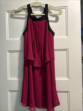 BCBG Generation Fuschia Swing Party Dress with Black Trim Size Small